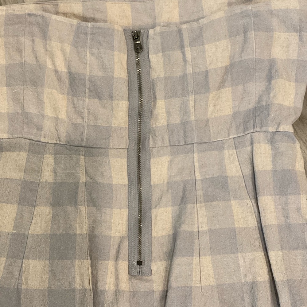 GAP Beige and Gray Checkered plaid Strapless Dress, Spring, Summer, Easter - Picture 6 of 8
